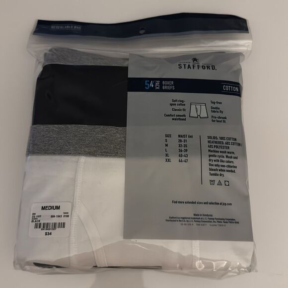 Stafford Boxer Briefs Mens Medium 5 Pack - Picture 2 of 2